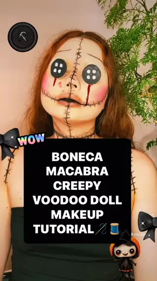 Tutorial Boneca Voodoo Macabra🪡🧵 Creepy Voodoo Doll Makeup Tutorial