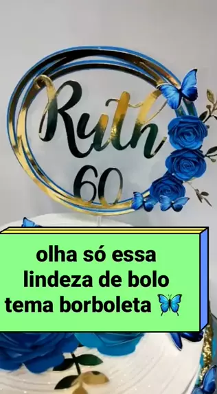 Bolo Fake Falso Borboleta Azul Base Única