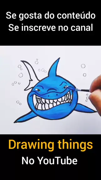 Como desenhar um tubarão passo a passo com a boca aberta - FACIL