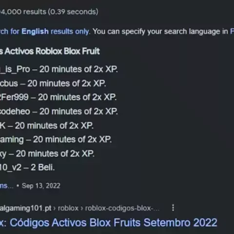 codigos no blox fruit de xp