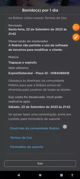 roblox formulario de suporte