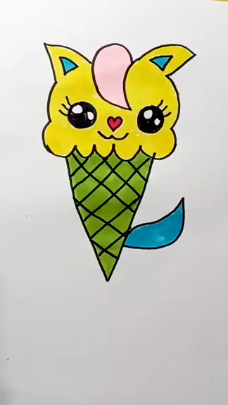 Desenho para colorir de sorvete Kawaii · Creative Fabrica